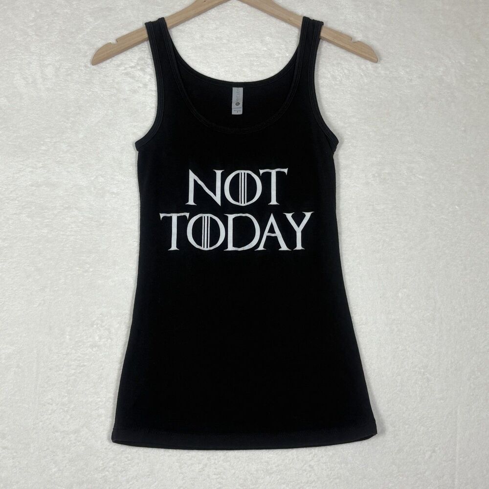 Game of Thrones Tank Top Womens S Black NOT TODAY Graphic Next Level Apparel
